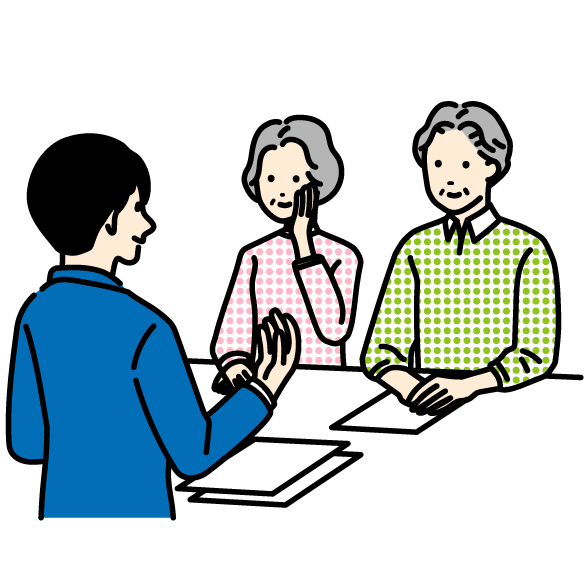 中年カップルが相談しているイラスト ちょうどいいイラスト