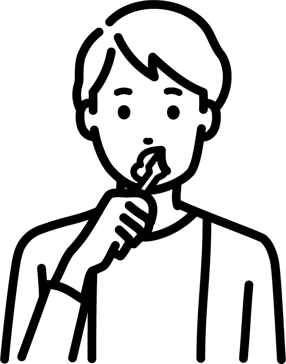 歯を磨いている人（男）のイラスト