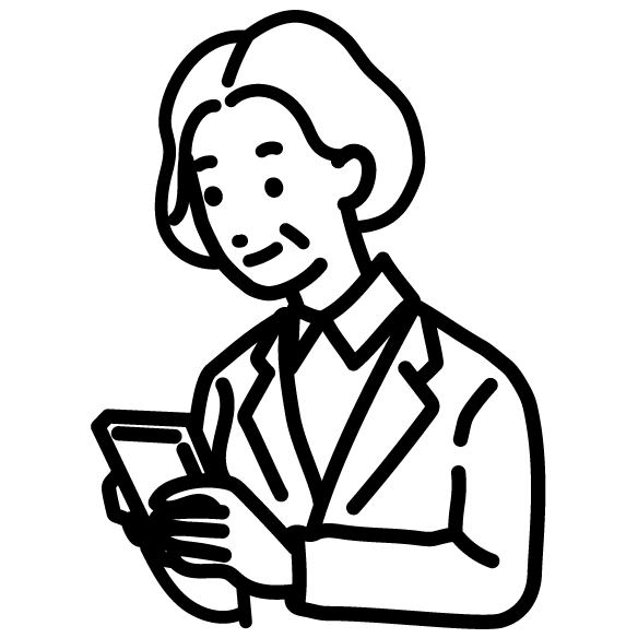 スマホを操作している中年 女 のイラスト ちょうどいいイラスト