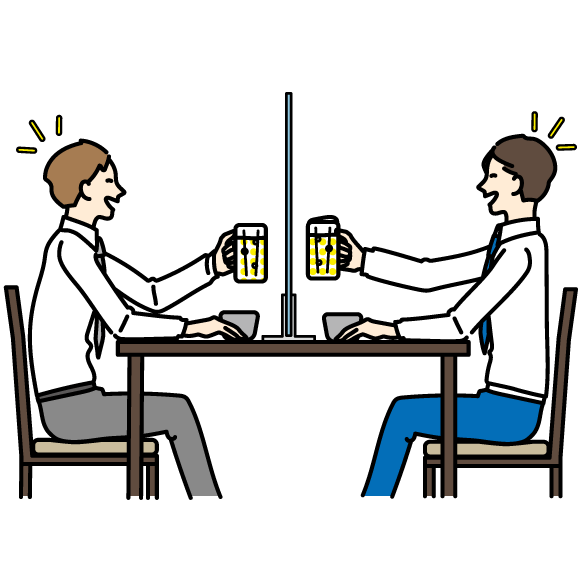 シールド越し飲み会のイラスト ちょうどいいイラスト